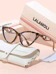 LALAMOLI LALAMOLI Katzenauge Vollrahmen Klarglas, Perlenverzierung an den Bügeln, geeignet für den täglichen Gebrauch und als Geschenk