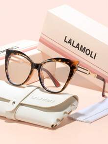 LALAMOLI 猫眼无度数眼镜，镂空镜腿设计，日常佩戴，配精美包装，适合作为礼物 - 彩色 - 查看 16