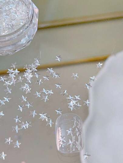 1pc Star Sequins 3D Silver White Pentagram Versatile INS Sequins Nail Art Supplies, Nail Salon Design, Y2K Japanese Nail Sequins