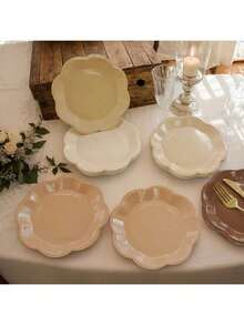 10 件/20 件/40 件/50 件/套，棕色纸盘渐变棕色派对盘 7 英寸一次性扇形甜点盘，适用于生日婚礼新娘订婚婴儿送礼会派对用品甜点餐具派对装饰品，适用于万圣节、圣诞节活动和派对用品