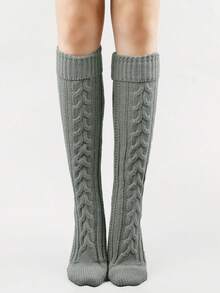 1双加厚针织麻花过膝袜，保暖休闲，日常穿着舒适。 - 彩色 - 查看 7