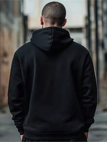Men's Hoodie Black North Macedonian Flag Print Casual Wear - 黑色 - 查看 2