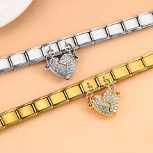 Elegant Italian Charm Bracelet, Stainless Steel Magnetic Heart-Shaped Couple Bracelet, Freely Combinable Single-Node Modular Accessories Pendant Jewelry, Adjustable DIY Jewelry Making Kit, Fashion Couple Accessories, Intimate Friends And Mother's Day Gift - Multicolor - View 3