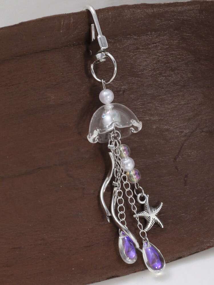 Breloc meduză 1 buc - Pandantiv semitransparent multicolor cu picătură de apă arcuită, breloc la modă lucrat manual pentru geantă, chei, rucsac, căști și alte accesorii decorative, potrivit pentru purtare zilnică și sărbători - Cadou pentru prieteni și familie - Multicolor - Vizualizare 8