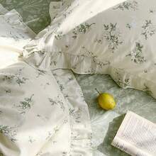 Vclife Vintage Floral Comforter Set Four Sizes, All Seasons Muslin Cotton Bedding Set, 3 Pieces Farmhouse Shabby Chic Jacquard Floral Comforter Set Perfect For Women And Men - 胖被套裝-茶藝師 - 查看 8