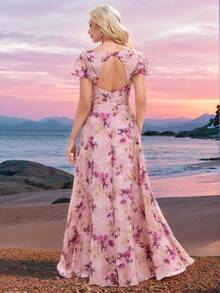 EVERPRETTY Elegant Floral Summer Formal Dresses For Bridesmaid Dresses