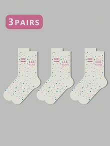 1/2/3 双女士十二生肖袜、白袜、黑袜、中筒袜、艺术袜、运动袜、时尚袜、女童袜、中筒袜、简约袜、休闲袜、适合日常穿着、秋季 - 彩色 - 查看 51