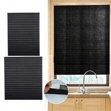 2Pcs Shades Self-Adhesive Half Windows Nonwoven Folding Curtain Bathroom Balcony Living Room Balcony Curtains Pleated Blinds - Black - View 4