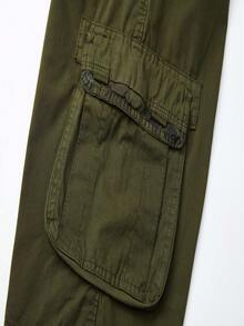 Plus-Size Men's Solid-Color Pure Cotton Fashionable Casual Campus College Style American High Street Outdoor Mountain Tactical Style Workwear Shorts - xanh quân đội - Xem 7