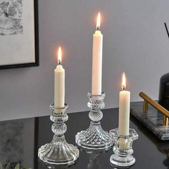 2pcs Palace Candle Holder, Transparent Candle Holders, Natural Crystal Design Candle Holders, Suitable For Home Tabletop Decoration, Candle Centerpiece, Wedding Decoration, Romantic Dinner Candles, Birthday Party, Festival