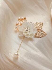 2件/1件玫瑰金金属合金胸针和腕花套装，适合新郎、新娘、婚礼、订婚、活动、派对、宴会、情人节配饰 - A - 查看 6