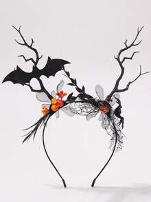 1 件哥特式玫瑰骷髅万圣节派对头带，深色美学骷髅头发带，ABS 塑料哥特式角色扮演头饰，适合女性
