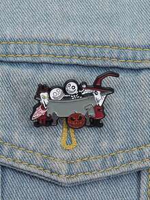 QIHOO Broche de Esmalte de Filmes de Terror Animados, Monstro Esqueleto de Halloween, Broche de Lapela, Mochila, Distintivo, Joia, Presente para Amigos - Multicolorido - Visão 1