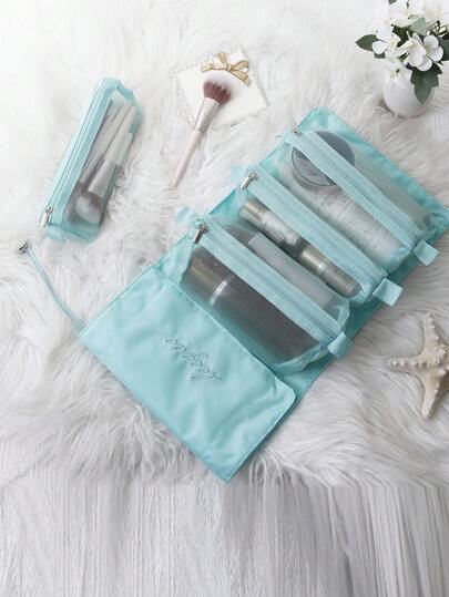 1 buc geantă cosmetică de călătorie turcoaz pentru femei, geantă de machiaj din plasă, genți pentru cosmetică, articole de toaletă, pensule de machiaj, organizator de depozitare pentru ruj, geantă de machiaj pentru baie, pentru călătorii, pentru camping, pentru cămin universitar, pentru exterior, pentru drumeții, pentru afaceri, pentru casă, pentru ulei esențial, parfum, accesorii de călătorie pentru studenți, toamnă, articole esențiale pentru universitate, articole esențiale de călătorie, geantă de călătorie pentru vacanță pentru femei, organizator de machiaj