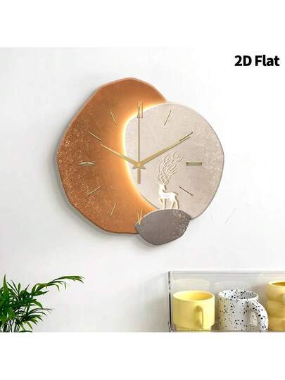 2D Flat 1pc Moderne Minimalist Home ation Wand Clock, Ultra Quiet Quartz Movement, No Ticking Sound, Painting Klok Living Room, Bedroom Office, able Horloge Room view 3