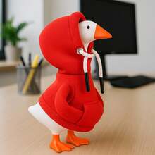1pc 7" Desktop Goose Set, New Year Gift, Funny Porch Goose, Mini Desktop Goose Hoodie, Magnetic Goose Statue Keychain, Mini Porch Goose Clothing Rack, Home Decor, Valentine's Day Gift - Multicolor - View 8