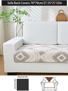 1pc Bohemian Quilted Plush Sofa Cushion Cover, Warm-Toned Country Style Sofa Slipcover, Anti-Slip & Anti-Scratch, Suitable For All Seasons, Fits 1/2/3/4 Seater Sofas And Sectionals, Ideal For Living Room/Dining Room/Bedroom/Study, Autumn Decor, Dorm Decor, Back To School - Light Grey - View 13