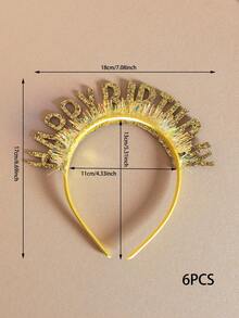 1/3/5pcs Shiny Ribbon Party Headbands, Fabric Material, Happy Birthday Hair Accessories, Shiny Decorative Birthday Headbands And Headpieces, Birthday Party Headbands (No Power Or Battery Required) - Multicolor - View 3