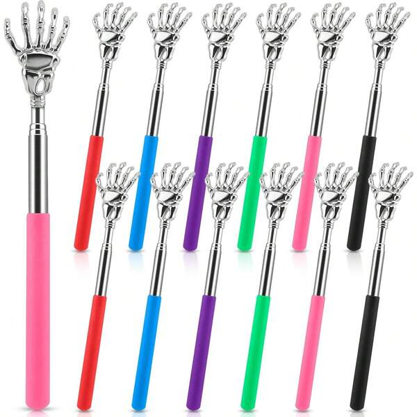 Retractable Back Scratcher Ghost Hand, Unisex, Adult Prize, Halloween Gift Bag Filler, Scratcher Christmas Gift Metal Massage Tool-Green Scratcher