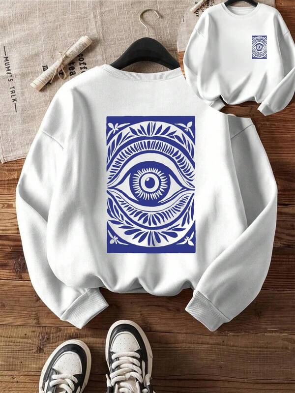 Warmes Damen-Sweatshirt mit Rundhalsausschnitt, Damen-Oberteil aus Baumwolle, personalisiertes Blumenaugenmuster-Druckdesign, lässiger Stil, lockerer Schnitt, weiches Material, Fleecefutter, Herbst-/Winterkleidung, bequeme Alltagskleidung, einzigartiger Kunstdruck, Oversize-Sweatshirt mit Kurven, lockeres Freizeit-Sweatshirt, modisch und vielseitig, Retro-/Preppy-Stil, weiches und atmungsaktives Ausgeh-Oberteil, geeignet für Kleidung bei kaltem Wetter, langärmliges Oberteil, Damen-Streetwear-Sportoberteil, Damenbekleidung, Sweatshirt mit Rundhalsausschnitt für Ausflüge, Italien-Seeater, weißes Oberteil für Festivals