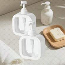 2 pièces Distributeur de savon transparent, distributeur de savon liquide pour salle de bain - avec pompe anti-rouille, convient pour l'évier de cuisine, la salle de bain, cadre décoratif noir/blanc distributeur de savon carré transparent rechargeable