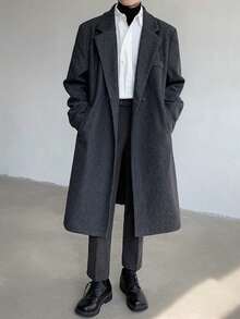 男士长袖过膝风衣，经典商务休闲风格，垂坠感极佳，尽显高贵优雅气质，双排扣设计更添复古魅力，秋季必备单品。