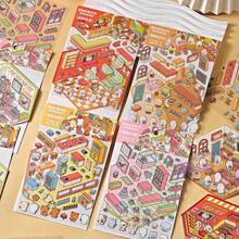 3D Miniature Scenic Stickers - Delicious Street Corner Dollhouse DIY Micro Landscape Decorative Materials