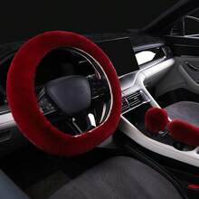 3/6pcs Winter Rabbit Plush Car Steering Wheel Cover Elastic Handle Cover Hand Brake Gear Set Car Accessories Interior - Multicolor - View 28