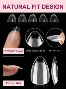 120/240/600Pcs Short Almond Nail Tips Soft Gel Clear Gelly Nail Tips Half Matte Full Cover Nail Tips Acrylic Pre-Filed Press On Fake Nail Tips For Nail Extension Home DIY Manicure Press On Nails Nail Supplies - 清除 2 - 查看 6
