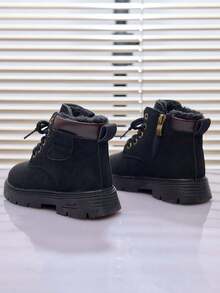 1 Pair Kids Boots, Boys Girls Fashion Boots 2025 Winter New Warm Thermal Lining British Style Toddler Kids Boots