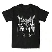 Heavy Metal Music T Shirts Cool Vintage Daily Leisure Versatile Casual Men Women Harajuku Short Sleeve Cotton Casual Unisex Tops - màu đen - Xem 1