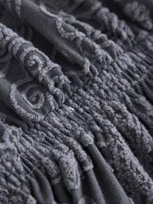 1pc Ruffled Sofa Cover, Plush Jacquard Fabric, European Style, Decorative Sofa Protector, Easy Installation, Dirt & Pet Scratch Resistant, Suitable For Living Room, Study, Office Sofa, All Season - Dark Grey - View 10