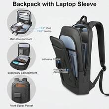 Business Backpack Men, 15.6 Inch Slim Lightweight Laptop Backpack With USB Charging Port, - Resistant Anti - Theft Small Travel Computer Backpacks, Work Bag Mochilas Commute College - Black - 15,6 inch + Đen - Xem 3