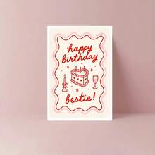 1pc Heartfelt Birthday Card For Bestie With Funny Love Poem, Pink & White Design - Ideal Spring Birthday Gift For The Best Friend, Bestie Birthday Card|Charming Aesthetic|Paper Card - Multicolor - View 5