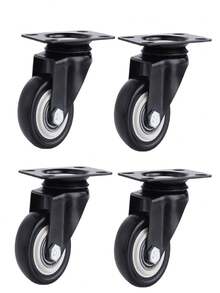 4pcs Swivel Casters With Brake, Heavy Duty Quiet Turning Directional Wheels, 1.25 Inch For Hand Truck, Small Cart, Trolley