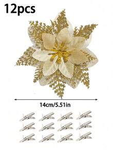 6/12/18/24PCS Christmas Artificial Flower Heads Sparkling Christmas Flowers For Home Weddings Parties Chirrstmas Trees Garlands DIY Holiday Decoration Home Decor Christmas Decorations Room Decor Christmas