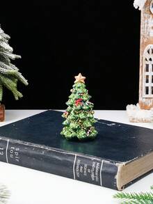 1 szt. Kreatywna, śliczna, zielona choinka na biurko, powierzchnia pokryta brokatem, błyszcząca choinka. Kolorowy materiał żywiczny, ręcznie malowany, nadaje się do dekoracji wnętrz na Boże Narodzenie, dekoracji witryn sklepowych, osobistych prezentów, zimowych dekoracji pokoju, świątecznych dekoracji domu, świątecznych prezentów, świątecznych dekoracji