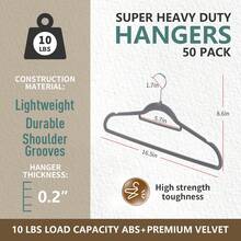 50 Piece Velvet Hanger, Clothes Hanger With Rotary Hook, Non-Slip, Non-Crease, Space Saving, 0.2 Inch Thick, 16.5 Inch For Long Coat, Shirt, Dress, Pants, Tie.Gray/Black/White/Red/Blue/Purple/Pink/Green