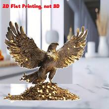 Decoración de escritorio de águila dorada estilo bohemio en 2D - Impreso en 2D con base, decoración del hogar con tema animal para sala de estar, dormitorio, oficina, cocina - Regalo ideal para familia y amigos, pieza de arte elegante, diseño de plumas delicado, 2D plano