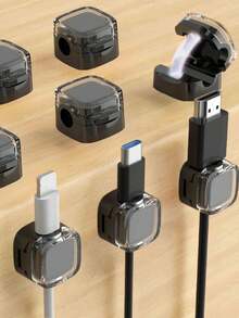 3 piezas Clips magnéticos de cable con soporte adhesivo ajustable - Fuerte atracción magnética y base adhesiva, multicolor (blanco, rosa, morado, azul claro, verde menta) para escritorio de oficina en casa, coche, pared, mesita de noche - Organiza cargadores, cables, auriculares, clips, escritorio ordenado, plástico minimalista