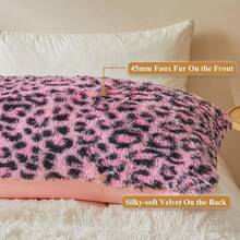 20x54 Fluffy Cheetah Print Body Pillow Cover, Leopard Print Plush Fuzzy Pillowcase With Zipper, Farmhouse Shaggy Long Pillow Cover Women Side Sleepers, Pink - 獵豹印花黑色和粉紅色 - 查看 4