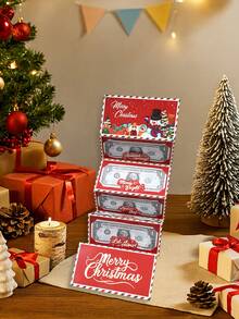 1 pieza Tarjeta portadinero plegada con decoración navideña "Feliz Navidad", Bolsas de dinero navideñas, Tarjeta de dinero plegada con muñeco de nieve rojo, Sorpresas de efectivo para fiestas navideñas, Decoración de aniversario con tarjeta de dinero plegada, Decoraciones de efectivo para celebraciones navideñas, Decoraciones para fiestas navideñas