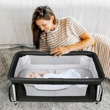Travel Cot, Suitable For Baby Equipment At Home Or While Traveling, Portable, Foldable, Suitable For Newborns Up To 2 Years, Foldable Travel Cot, Side Bed, With Mosquito Net, 90*70*50cm - 黑色 - 查看 3