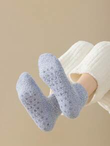 1/4 Pair Women's Thick Coral Fleece Socks With Silicone Anti,Slip Sole, Warm Indoor Home Floor Socks For Winter, Cozy Socks - Multicolor - View 7