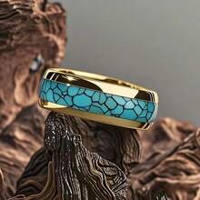 1 Pc Jewelry Accessories Fashion Stainless Steel Rings For Men Vintage Shell Inlay Imitation Turquoise/ Imitation Abalone Shell/ Inlay Brown Wood Men Rings Party Gift - Hồng - Xem 5