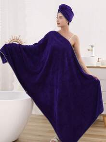 90*180cm Bath Towel + 25*65cm Shower Cap, 2pcs/Set Women Soft Absorbent Bath Towel And Shower Cap Set, Extra Large & Thick Shower Towels For Beauty Salon, Hotel Sports, Home Essentials, Towel, Skin Care Bath Towel Sheet