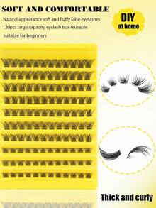 120pcs Independent Cluster Eyelashes, Large Capacity Eyelash Box, Natural-Looking Eyelash Clusters, DIY At Home, Soft And Fluffy Eyelashes, Reusable, Suitable For Beginners.