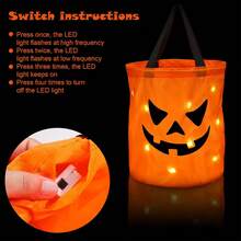 NetHong Pumpkin Bags Halloween Bucket For Sweets Glowing-In-The-Dark Trick Or-Treating - Pumpkin Bag - View 2