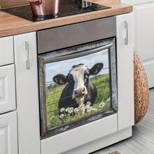 1pc Farm Cow Pastoral Window Scenery Wall Sticker, Countryside Style Animal Daisy Flower Farmhouse Kitchen Decor, Self-Adhesive Removable PVC Decal, Suitable For Living Room, Dining Room, Study, Bathroom, Bedroom Decoration Wallpaper Wall Paper Wall Stickers Wall Decor Wallpaper Stickers Wall Home Decor