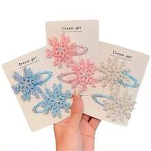 8pcs/Set Cute Snowflake Design Hair Clips For Girls